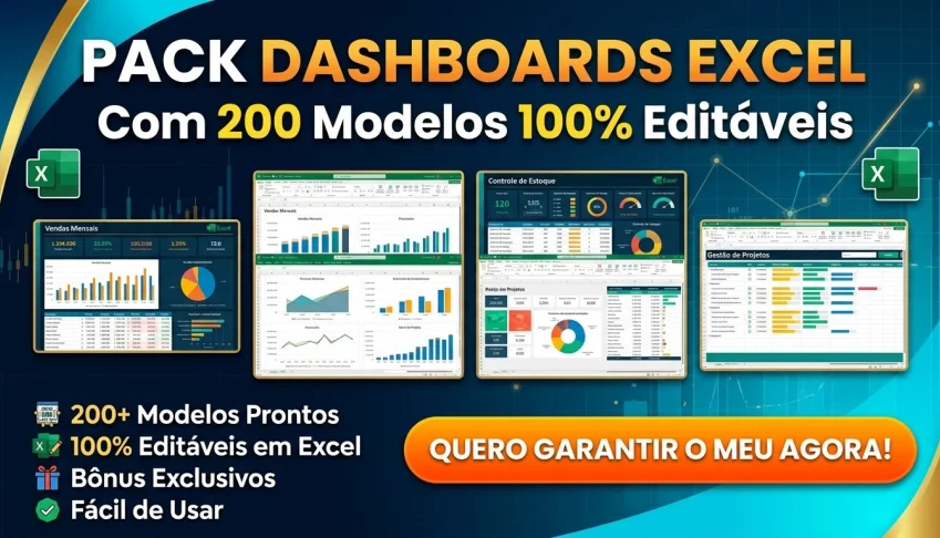 Pack Dashboards Excel Com 200 Modelos 100% Editáveis