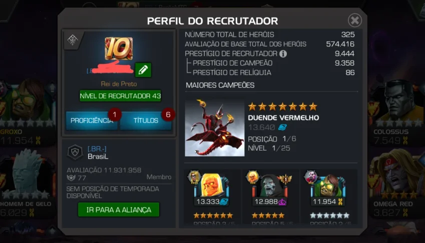 Vendo conta Marvel torneio dos campeões