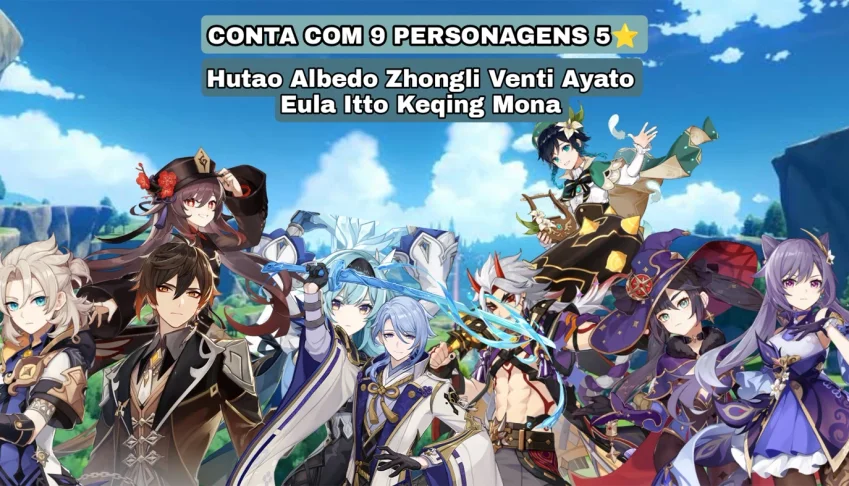 GENSHIN IMPACT CONTA COM 9 PERSONAGENS 5⭐