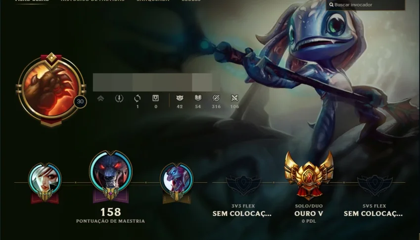Conta Ouro - Sem Restrição - 4 pag de runas - Varias Skins