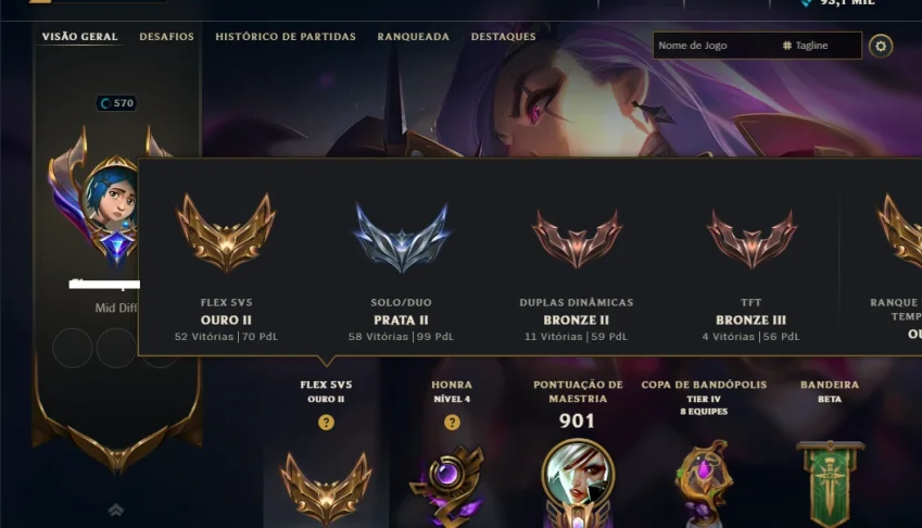 Unranked com TODOS os Champs e 400 Skins +8 Prestigios