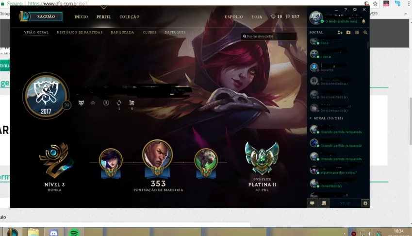Conta LoL Diamante, 70 skins icones s3,s4,s5,s6