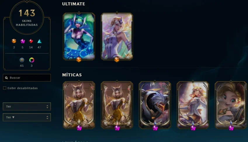 Conta de lol full skins lindas