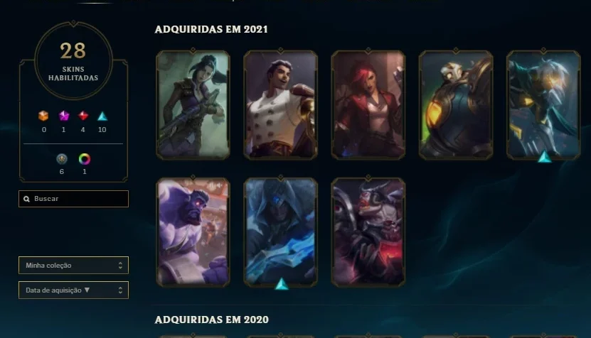 conta lol 28 skins 5 báus pra abrir gold 4 md10 1/3