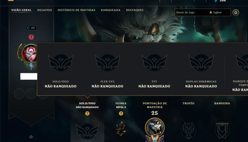 Unranked com 30 Champs e 9 Skins