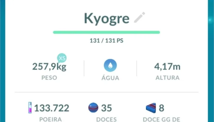 Kyogre Pokémon Go - (Leia a Descrição) Lendário PC 2100+