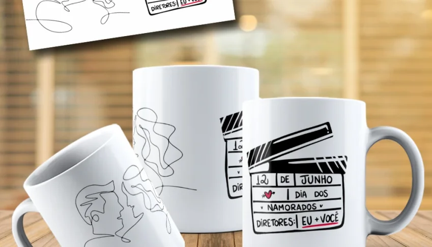 Arte canecas Namorados Line Art