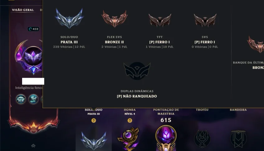 Prata 3 com TODOS os Champs e 211 Skins (Mais de 500 Jogos)