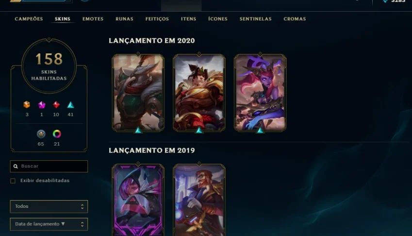 Conta com todos os champions e 3 skins ultimates