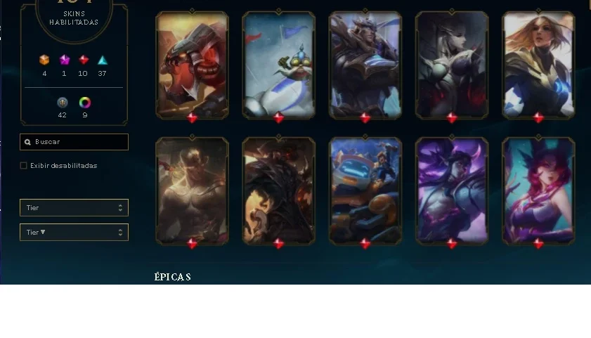 CONTA LOL COM MUITAS SKINS