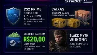 🔥 Conta Steam Premium | Cs2 Prime + Black Myth: Wukong