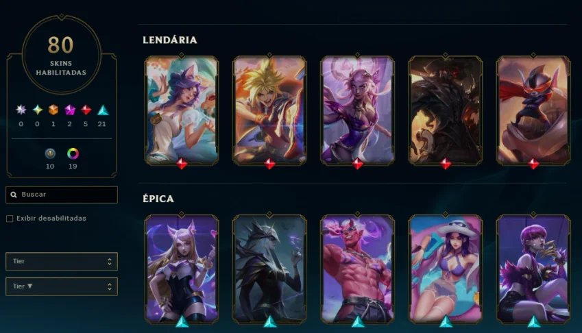80 Skins, 1 Ultimate, 2 Míticas, 5 Lendárias! Lol Esmeralda