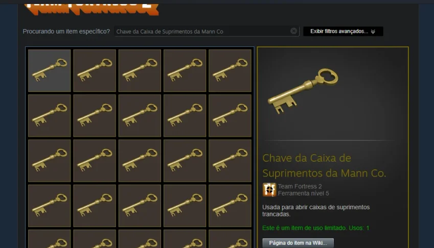 Chave de TF2 Mann Co. Supply Crate Key - Team Fortress 2