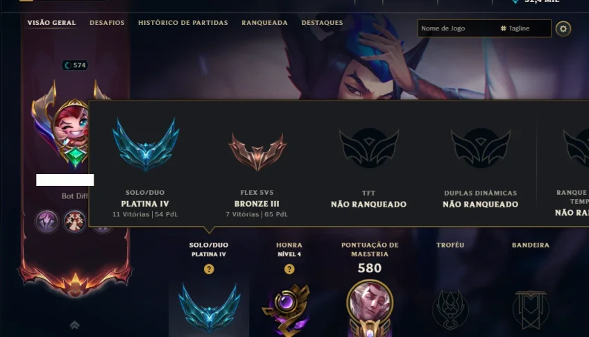 Platina 4 com TODOS os Champs e 225 Skins ( SUP / ADC )
