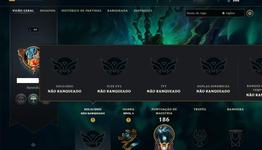 Unranked com 80 Champs e 9 Skins