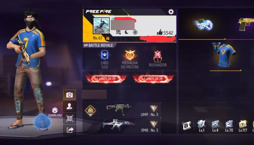 Conta de free fire de 6 anos muito rara