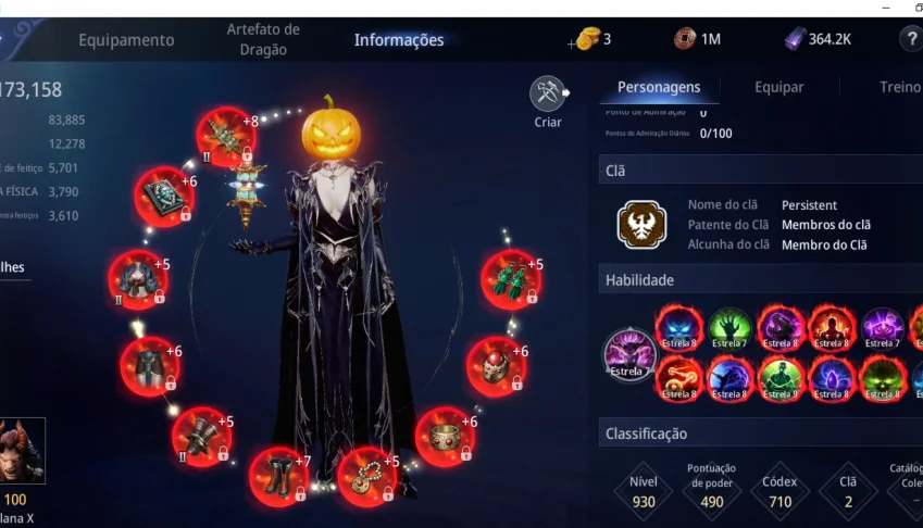 Soturna level 100 , 173 k de power , 280 de códex