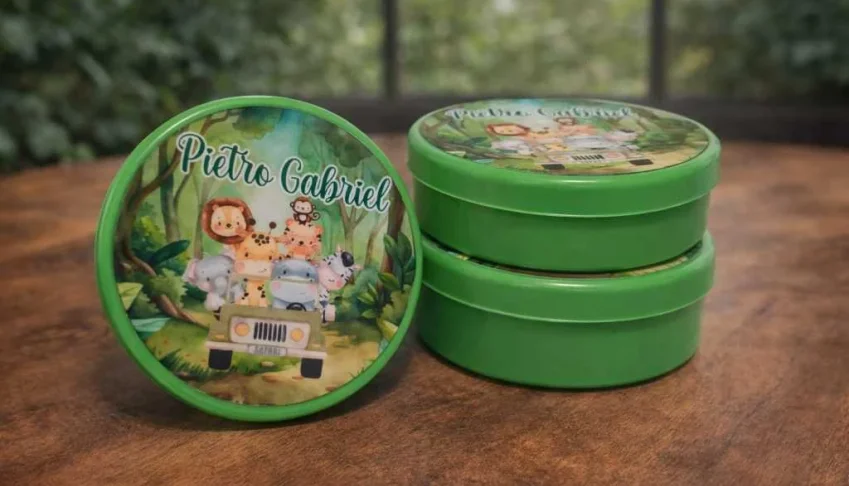 Latinhas Safari Personalizadas de Acrílico 6 cm