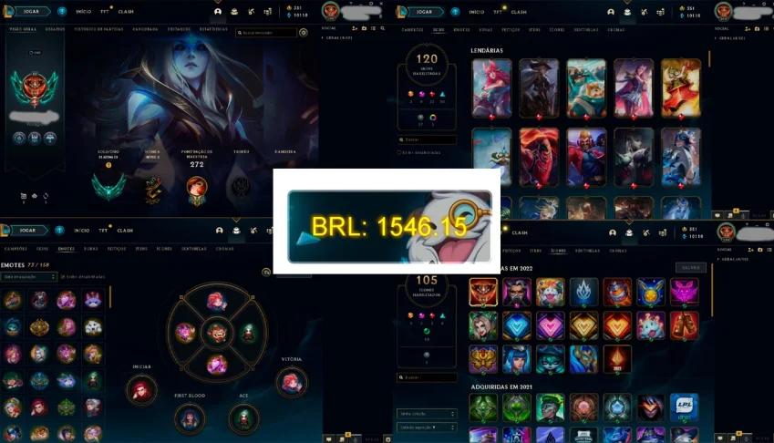 Vendo conta lol Plat 3 mais de 1500 reais gasto