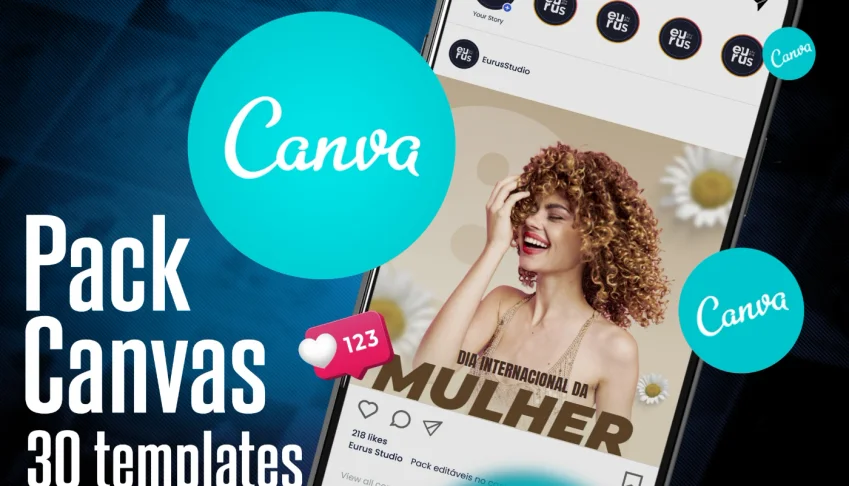 Dia da mulheres - Arte editável no Canva - Envio automático