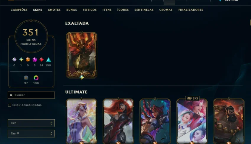 Conta No Lol Diamante 350 Skins,Todos Os Campeões,200 Croma+