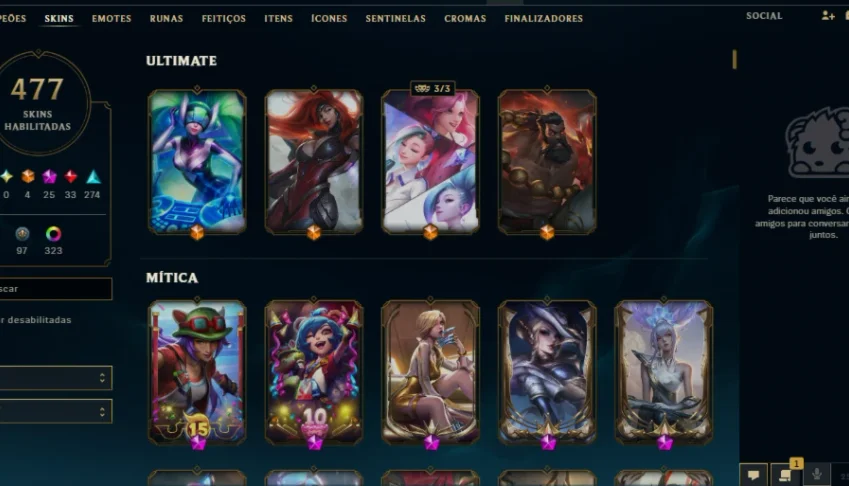 Conta LOL com +400 Skins (Incluindo Prestígios, Lendárias)