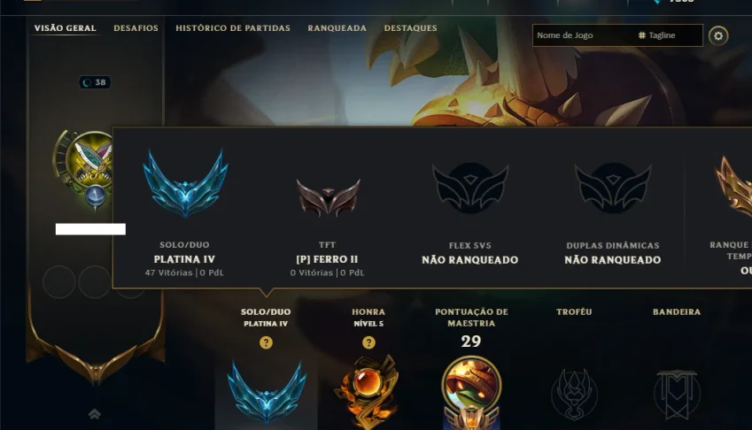 Platina 4 com 40 Champs e 12 Skins