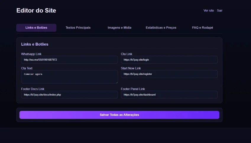 Script PHP Site Institucional para Gateway de Pagamentos