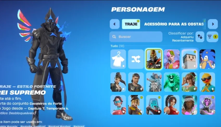 Conta fortnite 18 skins 1,500 v-bucks full acesso