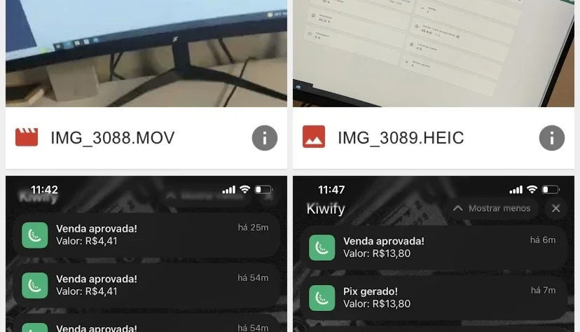 Pack de fotos e vídeos ganhos na kiwify💚