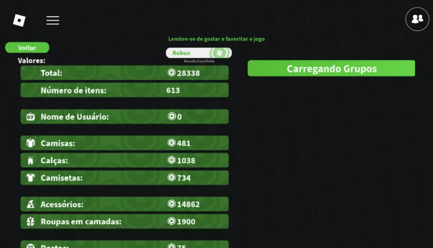 Conta de roblox com 28K de robux gastos e com muitas gamepas