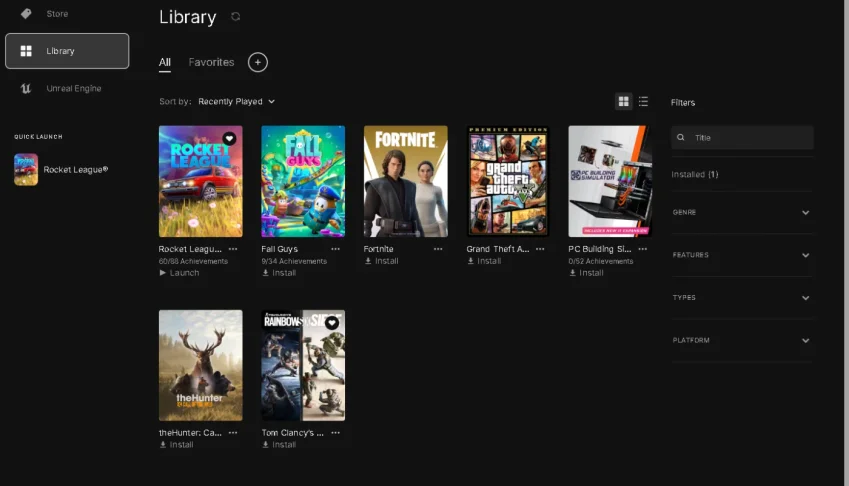 Conta Epic Games com muitos jogos e skins em jogos