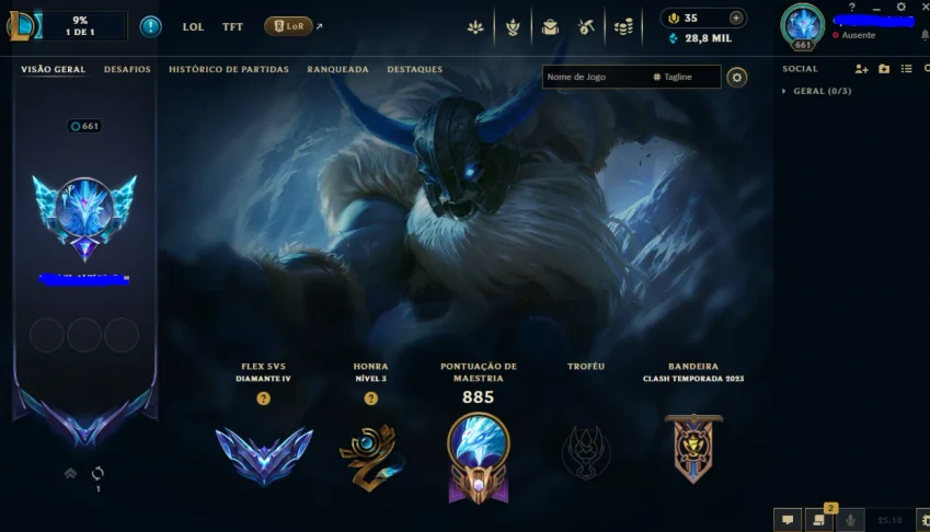 Conta de League of Lengends desde 2012
