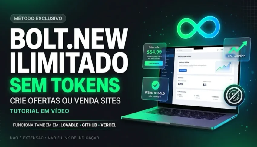 Bolt.new Ilimitado: Crie Ofertas e Venda Sites (Sem Tokens)