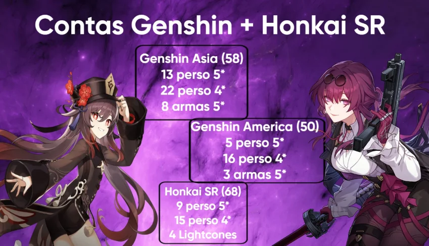 Conta America E Asia De Genshin + Conta Honkai Star Rail