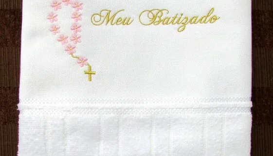 Toalha para Batizado Personalizada com Barra Bordada