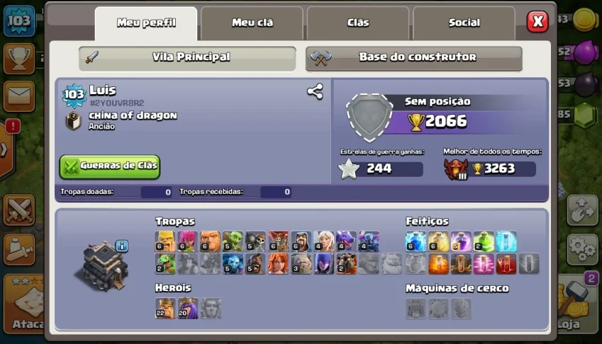 Conta Clash of Clans cv 9