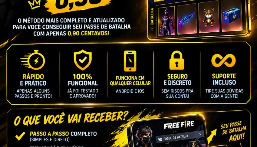 Método 100% fucional de passe booyah por 90 centavos
