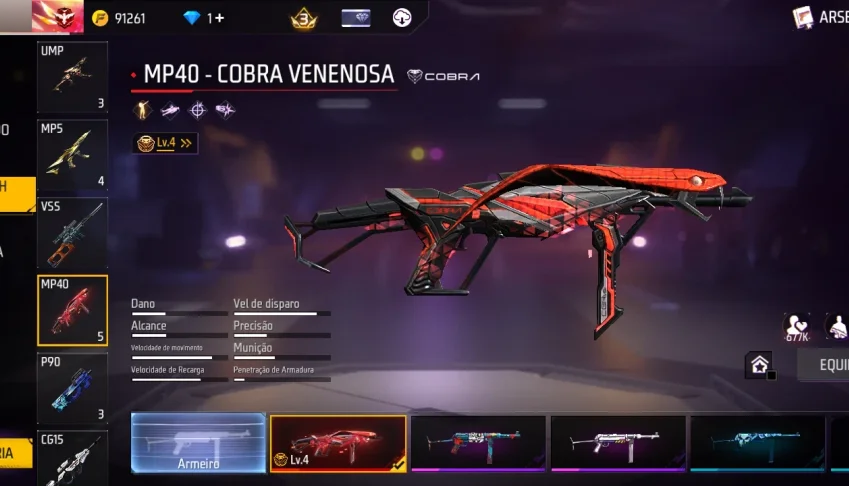 Conta com arma evolutiva,passes e também várias skins