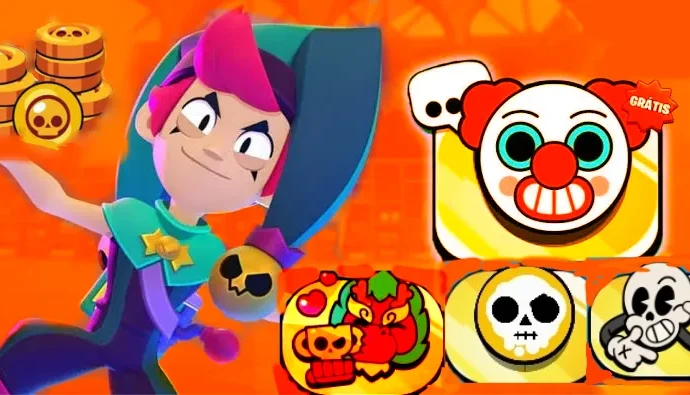 Brawl Stars⚠️ 100 Moedas + Pin[Dragão, Palhaço, Esqueleto,