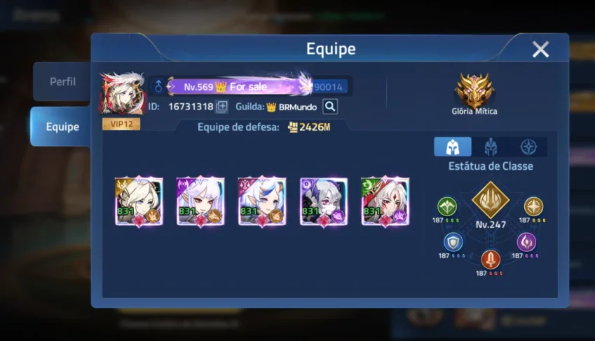 Conta de mobile legends adventure