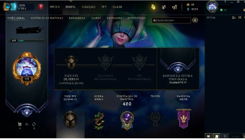 CONTA DE LOL DE 2014 COM MMR DE DIAMANTE 2