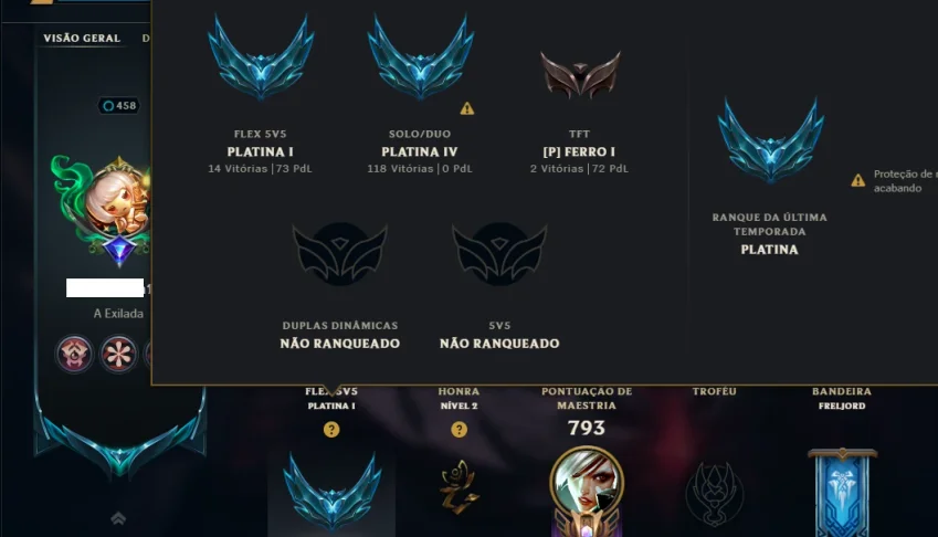 Platina 4 com TODOS os Champs e 264 Skins +16 Vitoriosas