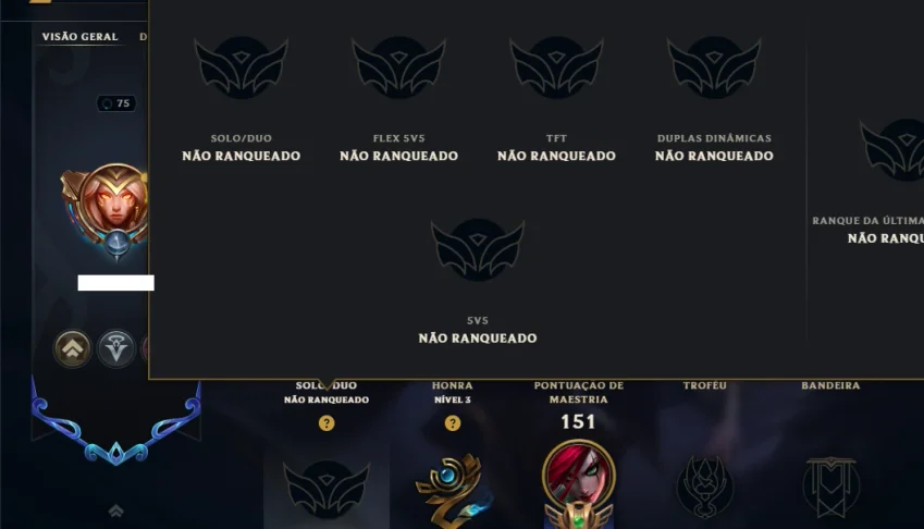 Unranked com 60 Champs e 35 Skins