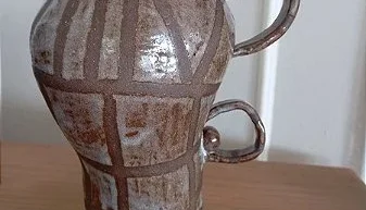 Vaso Cerâmica com Grafismos e Alças 18cm