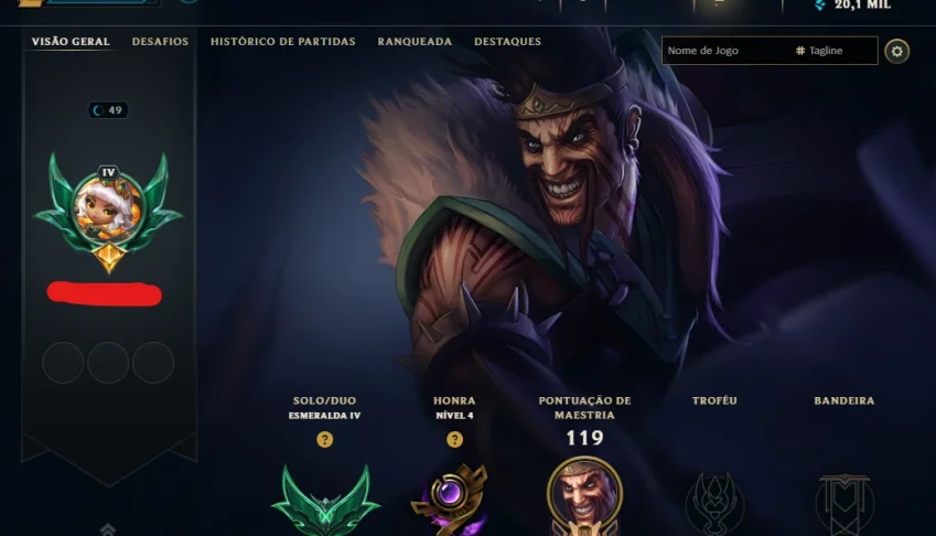 Lol Esmeralda 4, 20 K Ea, 8 Skins, Skins Lendárias, Lvl 49