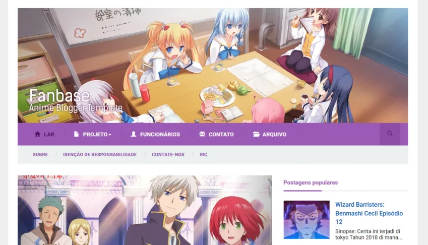 Template Blogger Fanbase Animes / Mangas