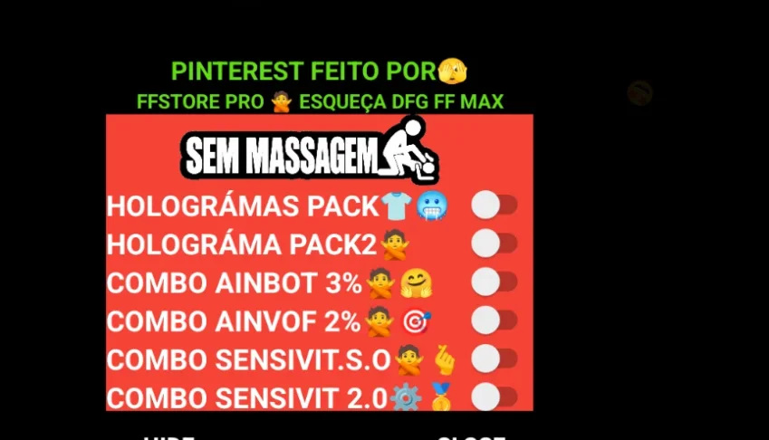 Painel Ffh4x Regedit Vip com 30% Hs Android e holográma 100%