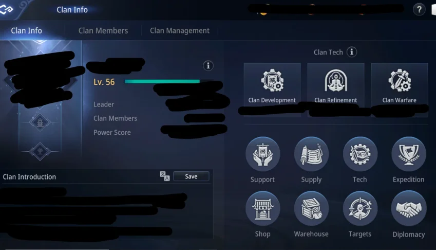 Clã MIR4 - LVL 56 - S063 - Dev 80% - Refin 70% - Warfare 65%