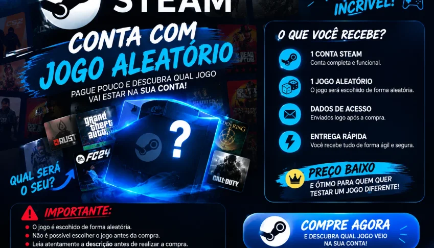 🔥 CONTA STEAM COM 1 JOGO ALEATÓRIO 🎮 | SURPRESA GARANTIDA!